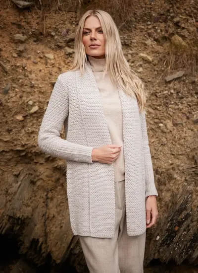 Kilcoole Textured Coatigan in Silver Marl